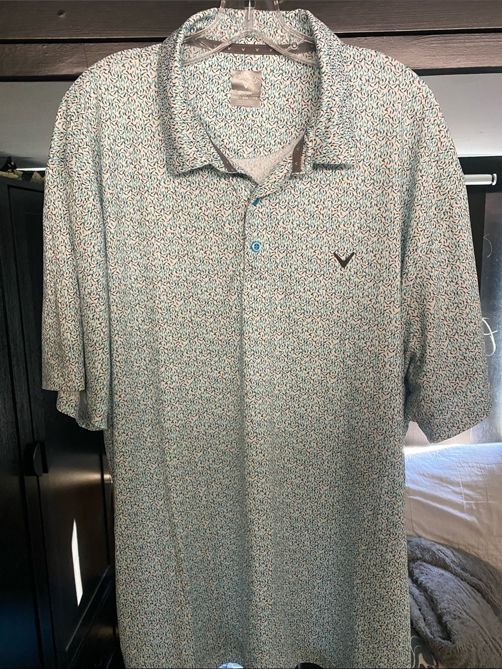 Callaway Men's Teal Microdot Short-Sleeve Polo